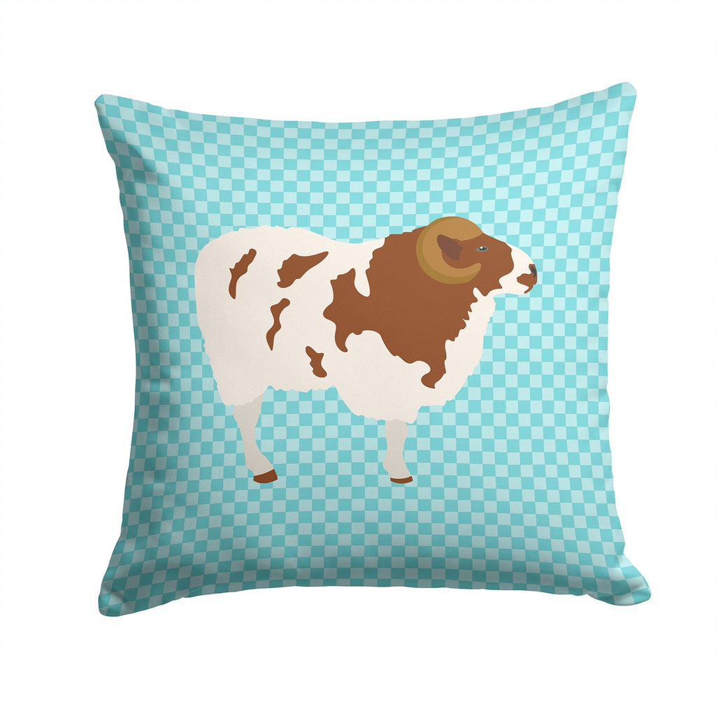 Jacob Sheep Blue Check Decorative Throw Pillow 14x14 Indoor Outdoor Accent Cushion, Fabric Cover with Insert for Sofa, Bed, Porch & Living Room