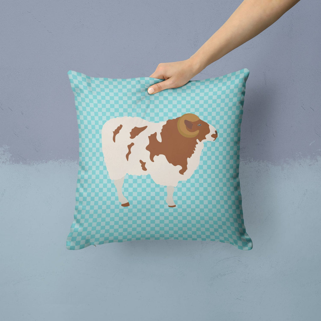 Jacob Sheep Blue Check Decorative Throw Pillow 14x14 Indoor Outdoor Accent Cushion, Fabric Cover with Insert for Sofa, Bed, Porch & Living Room