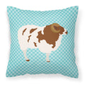 Jacob Sheep Blue Check Decorative Throw Pillow 18x18 Indoor Outdoor Accent Cushion, Fabric Cover with Insert for Sofa, Bed, Porch & Living Room