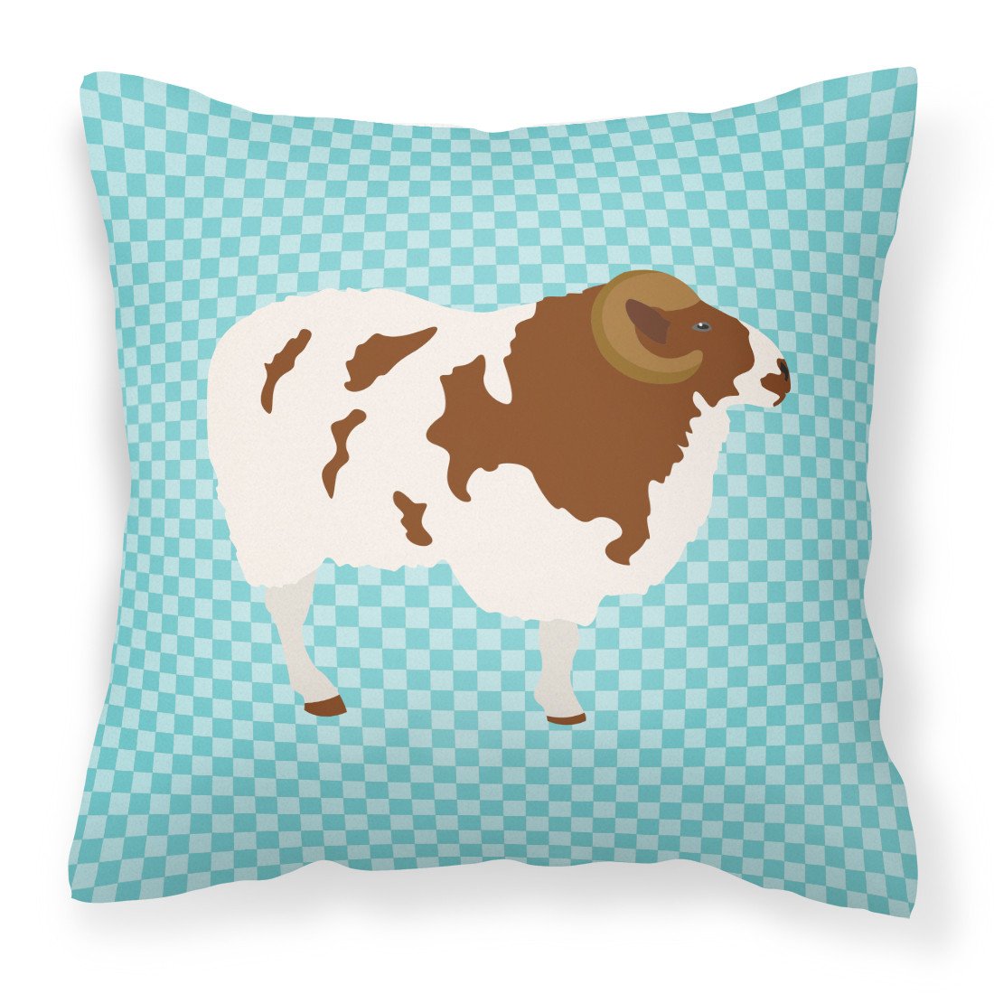 Jacob Sheep Blue Check Decorative Throw Pillow 18x18 Indoor Outdoor Accent Cushion, Fabric Cover with Insert for Sofa, Bed, Porch & Living Room