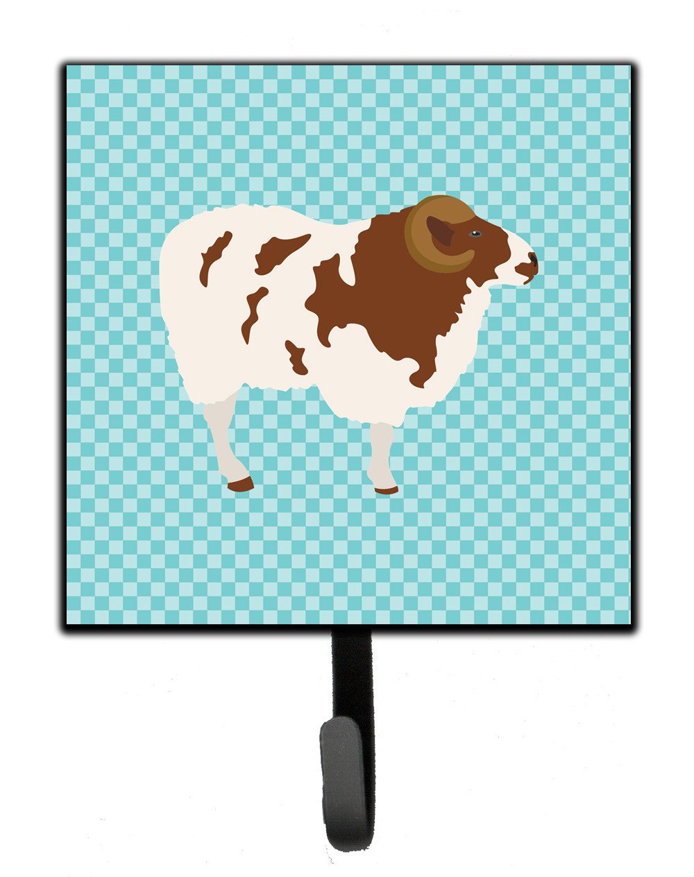 Jacob Sheep Blue Check Leash or Key Holder Wall Hooks, Key Hooks Holder, Coat Rack Wall Mount, Coat Hooks, Hooks for Hanging Keys, Towels, Aprons, Leashes
