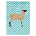 Hampshire Down Sheep Blue Check House Flag 28x40 Porch Sleeve Pole Decorative Outside Yard Banner Artwork Wall Hanging, Polyester