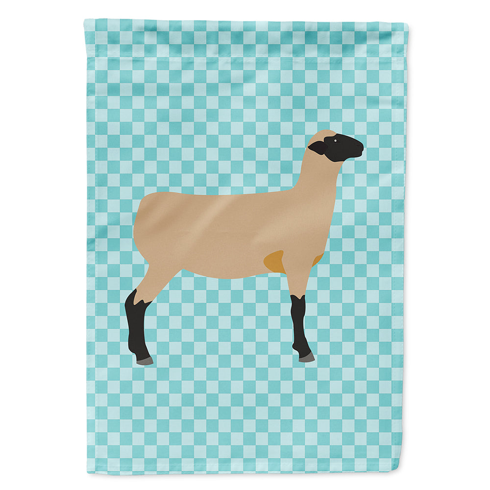 Hampshire Down Sheep Blue Check House Flag 28x40 Porch Sleeve Pole Decorative Outside Yard Banner Artwork Wall Hanging, Polyester