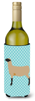 Hampshire Down Sheep Blue Check Wine Bottle Hugger Gift Sleeve for Standard 750 ml Bottles, Insulated Reusable Also Fits Mini Shot & Pint Bottles