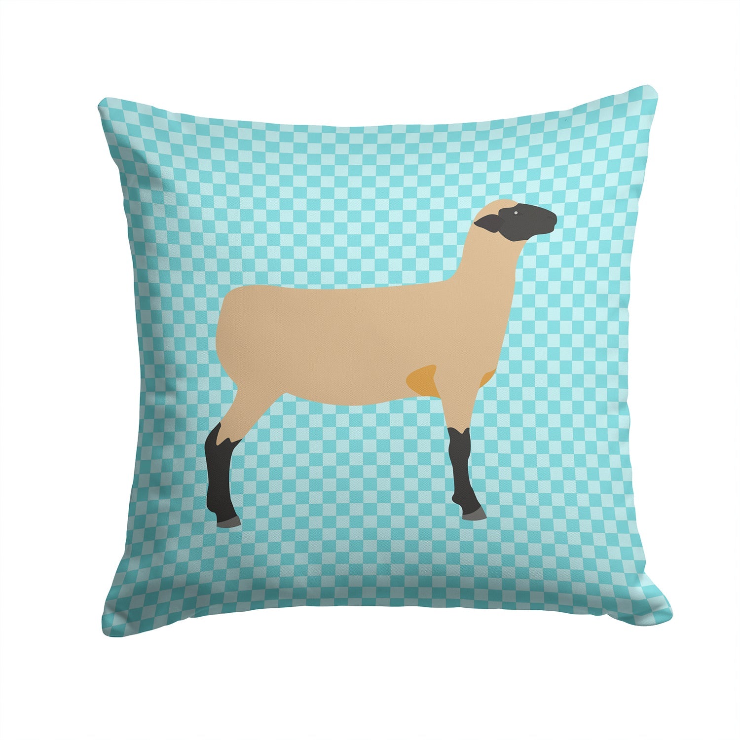 Hampshire Down Sheep Blue Check Decorative Throw Pillow 14x14 Indoor Outdoor Accent Cushion, Fabric Cover with Insert for Sofa, Bed, Porch & Living Room