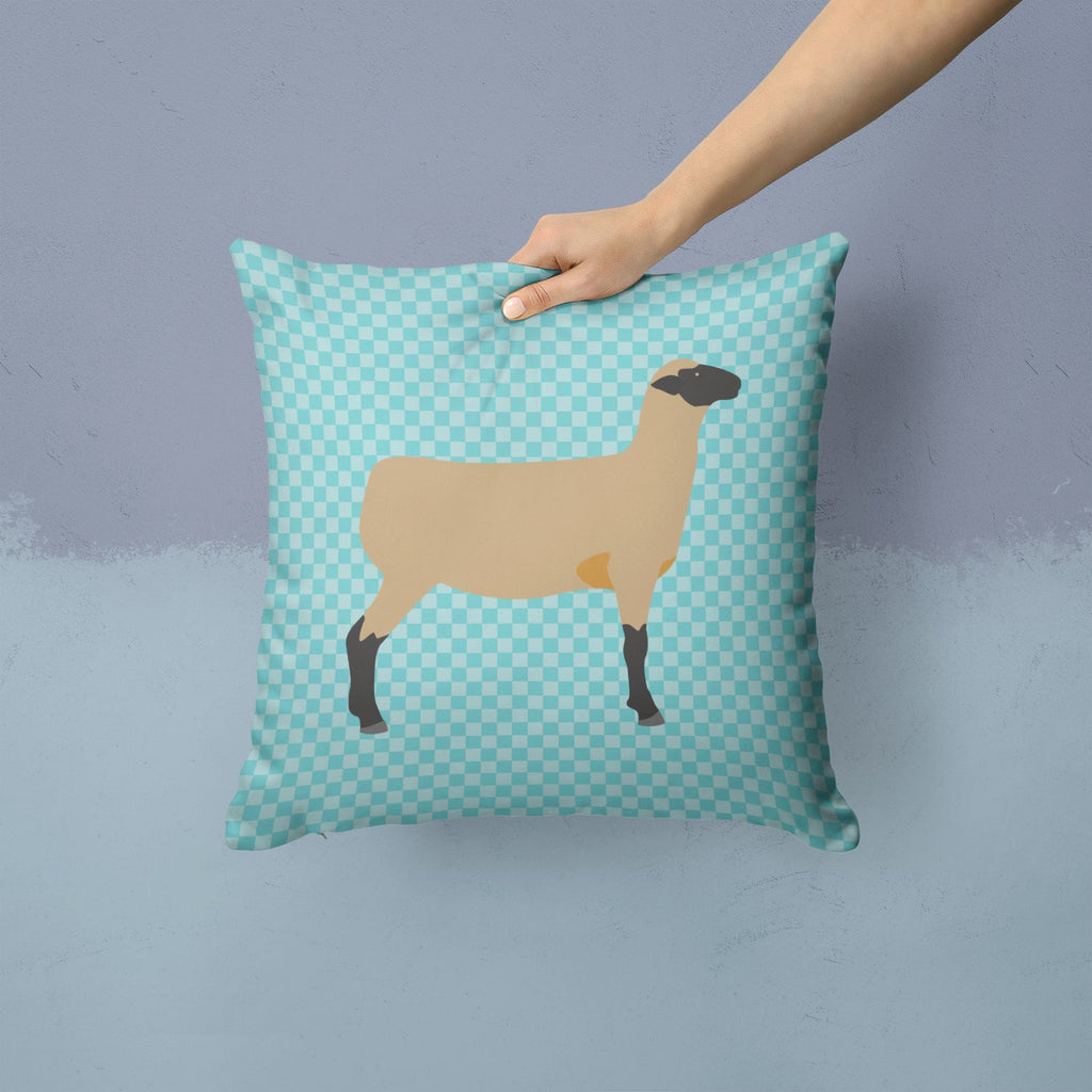 Hampshire Down Sheep Blue Check Decorative Throw Pillow 14x14 Indoor Outdoor Accent Cushion, Fabric Cover with Insert for Sofa, Bed, Porch & Living Room