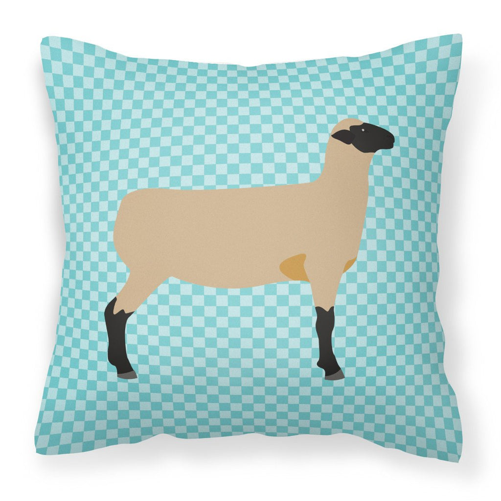 Hampshire Down Sheep Blue Check Decorative Throw Pillow 18x18 Indoor Outdoor Accent Cushion, Fabric Cover with Insert for Sofa, Bed, Porch & Living Room