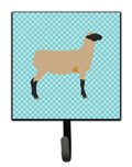 Hampshire Down Sheep Blue Check Leash or Key Holder Wall Hooks, Key Hooks Holder, Coat Rack Wall Mount, Coat Hooks, Hooks for Hanging Keys, Towels, Aprons, Leashes