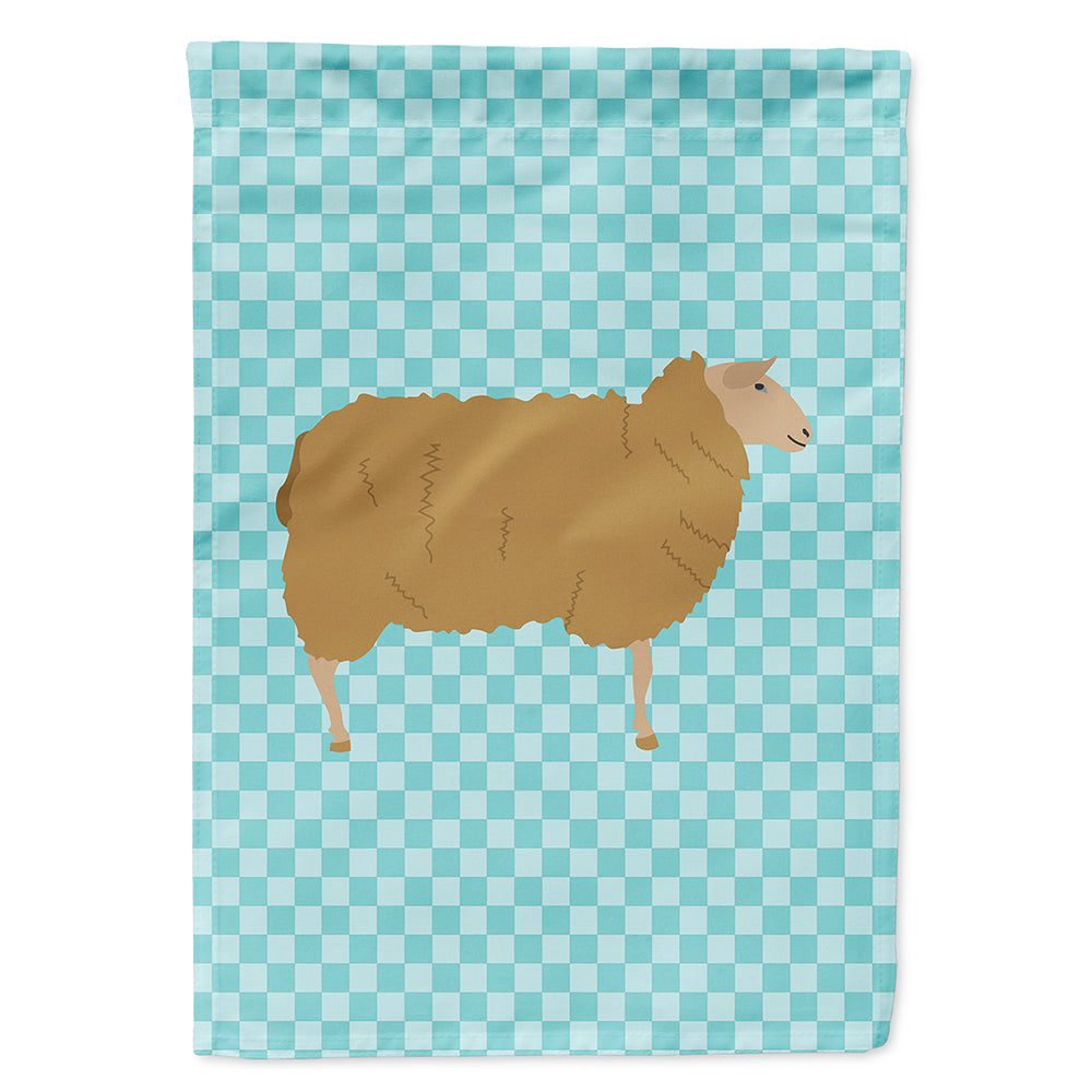 East Friesian Sheep Blue Check House Flag 28x40 Porch Sleeve Pole Decorative Outside Yard Banner Artwork Wall Hanging, Polyester