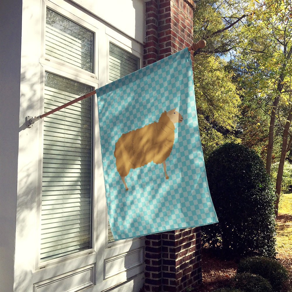 East Friesian Sheep Blue Check House Flag 28x40 Porch Sleeve Pole Decorative Outside Yard Banner Artwork Wall Hanging, Polyester