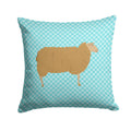East Friesian Sheep Blue Check Decorative Throw Pillow 14x14 Indoor Outdoor Accent Cushion, Fabric Cover with Insert for Sofa, Bed, Porch & Living Room