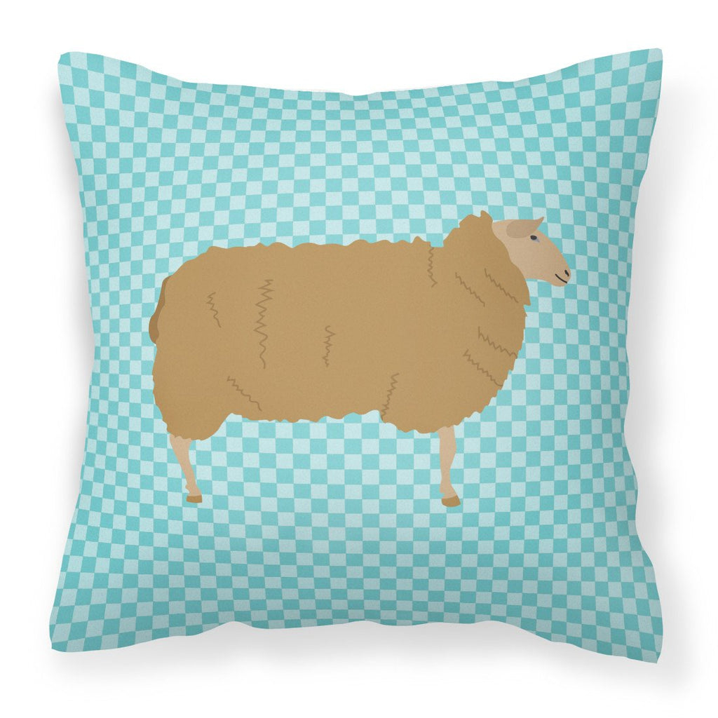 East Friesian Sheep Blue Check Decorative Throw Pillow 18x18 Indoor Outdoor Accent Cushion, Fabric Cover with Insert for Sofa, Bed, Porch & Living Room