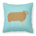 East Friesian Sheep Blue Check Decorative Throw Pillow 18x18 Indoor Outdoor Accent Cushion, Fabric Cover with Insert for Sofa, Bed, Porch & Living Room