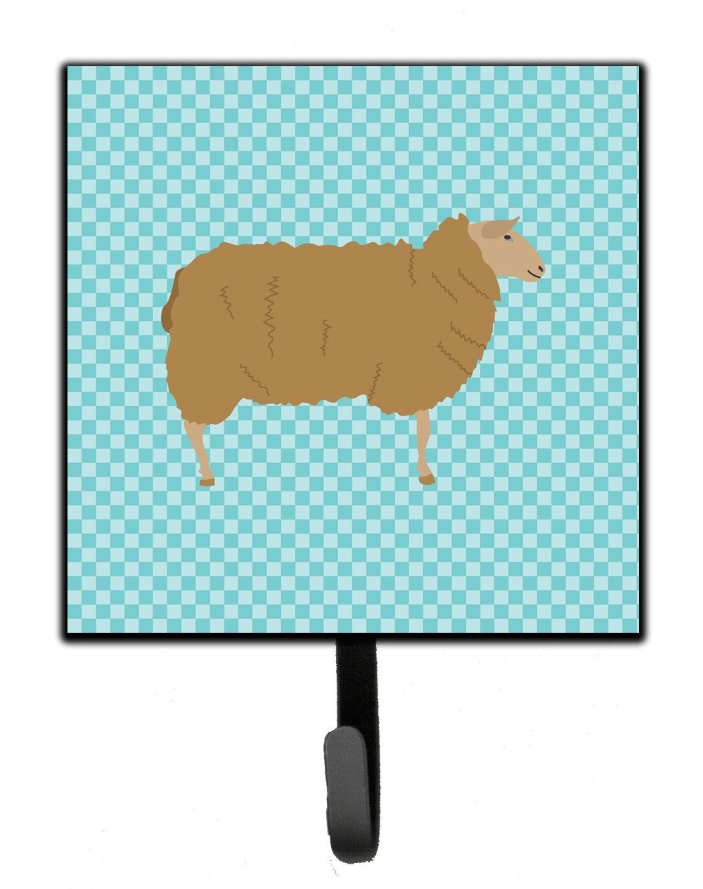 East Friesian Sheep Blue Check Leash or Key Holder Wall Hooks, Key Hooks Holder, Coat Rack Wall Mount, Coat Hooks, Hooks for Hanging Keys, Towels, Aprons, Leashes