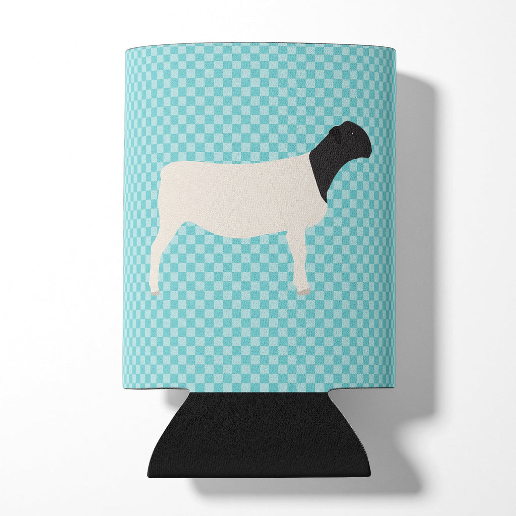 Dorper Sheep Blue Check Can or Bottle Hugger Cooler Sleeve for Standard 12 oz Cans, Insulated Foam Beer & Soda Can Hugger Reusable