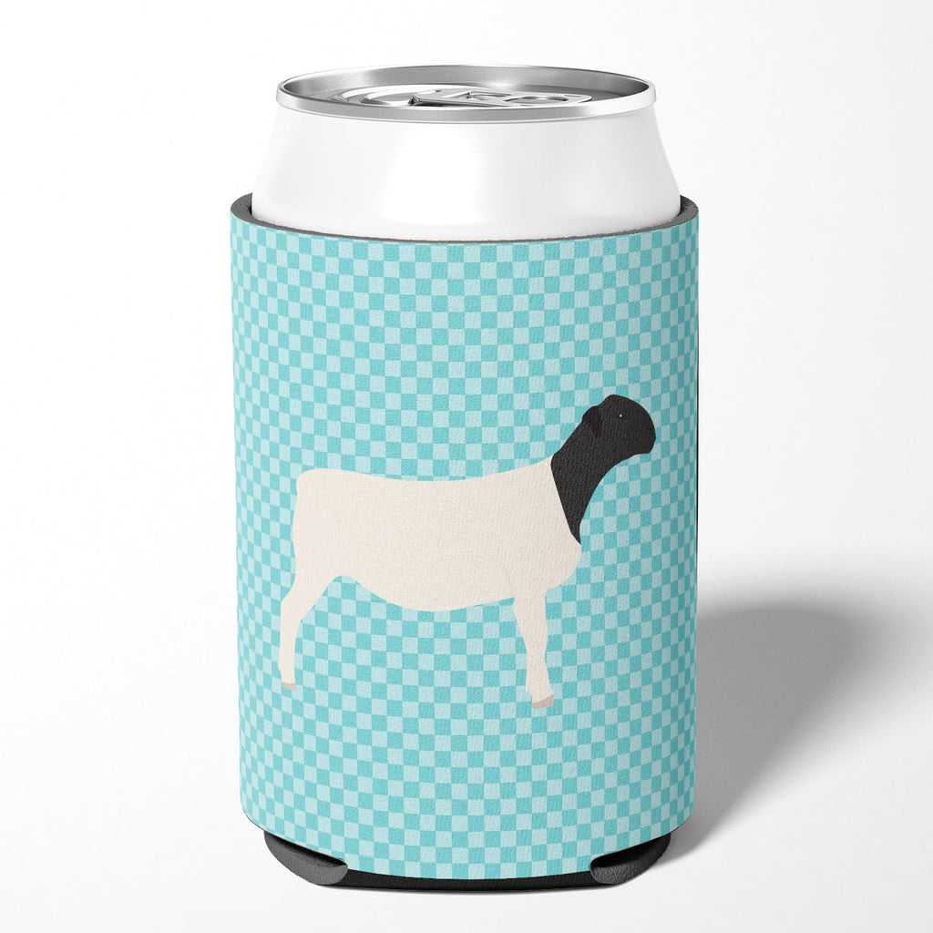 Dorper Sheep Blue Check Can or Bottle Hugger Cooler Sleeve for Standard 12 oz Cans, Insulated Foam Beer & Soda Can Hugger Reusable