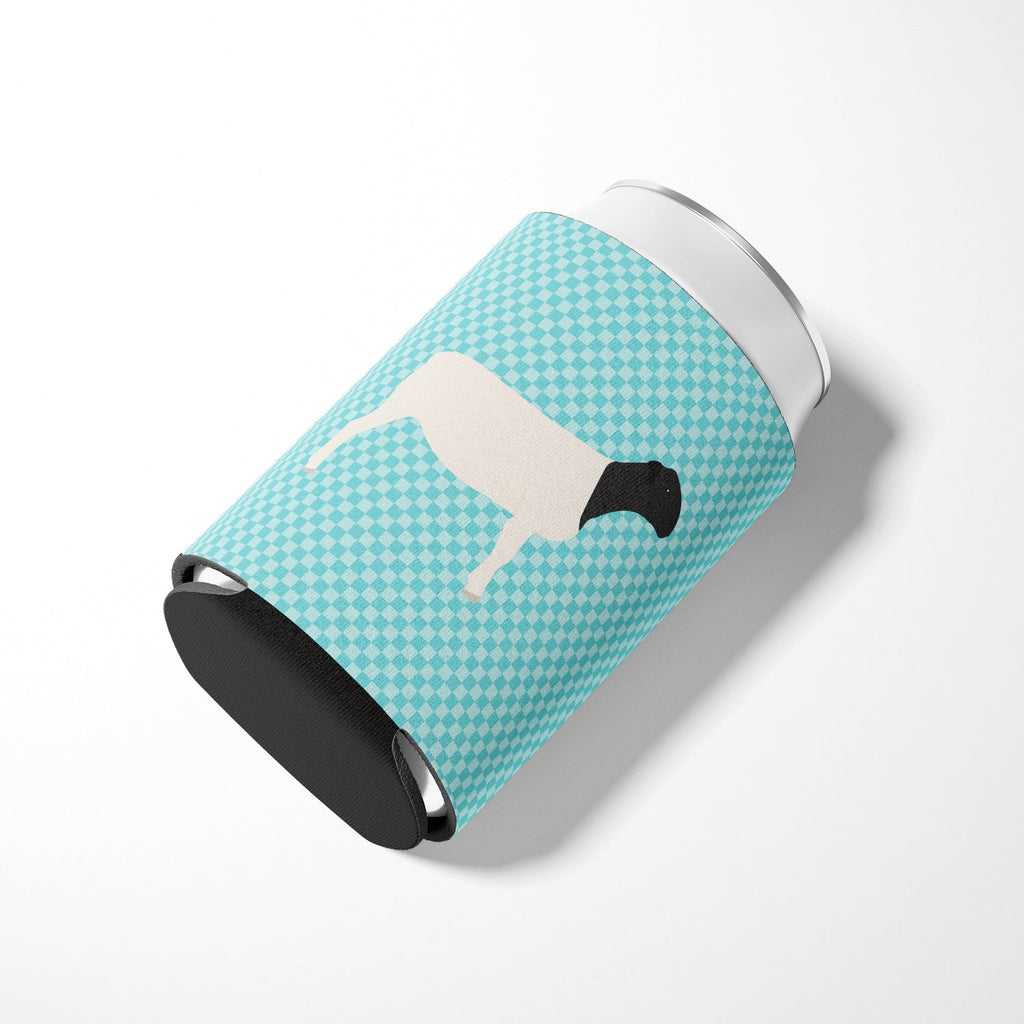 Dorper Sheep Blue Check Can or Bottle Hugger Cooler Sleeve for Standard 12 oz Cans, Insulated Foam Beer & Soda Can Hugger Reusable