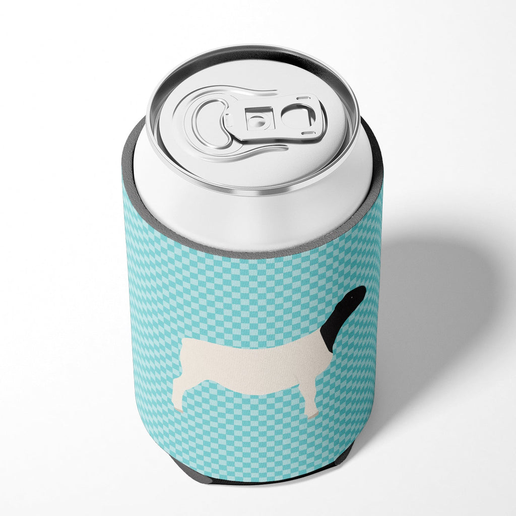 Dorper Sheep Blue Check Can or Bottle Hugger Cooler Sleeve for Standard 12 oz Cans, Insulated Foam Beer & Soda Can Hugger Reusable