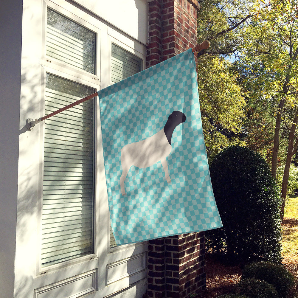 Dorper Sheep Blue Check House Flag 28x40 Porch Sleeve Pole Decorative Outside Yard Banner Artwork Wall Hanging, Polyester