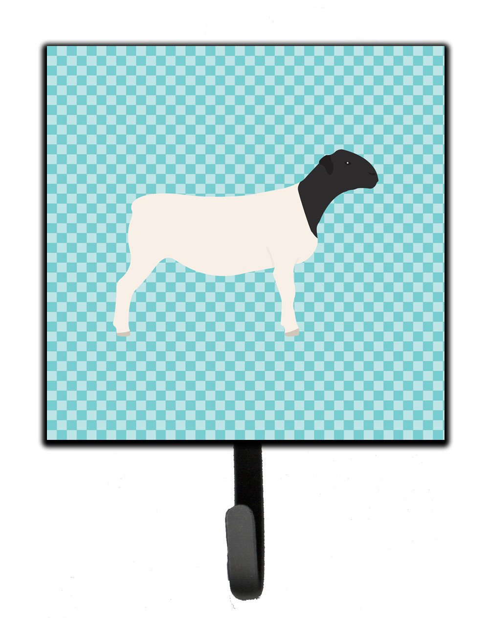 Dorper Sheep Blue Check Leash or Key Holder Wall Hooks, Key Hooks Holder, Coat Rack Wall Mount, Coat Hooks, Hooks for Hanging Keys, Towels, Aprons, Leashes