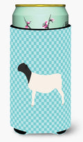 Dorper Sheep Blue Check Tall Boy Hugger Can Cooler Sleeve Machine Washable Drink Collapsible Insulator Beverage Insulated Holder
