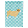 Horned Dorset Sheep Blue Check House Flag 28x40 Porch Sleeve Pole Decorative Outside Yard Banner Artwork Wall Hanging, Polyester