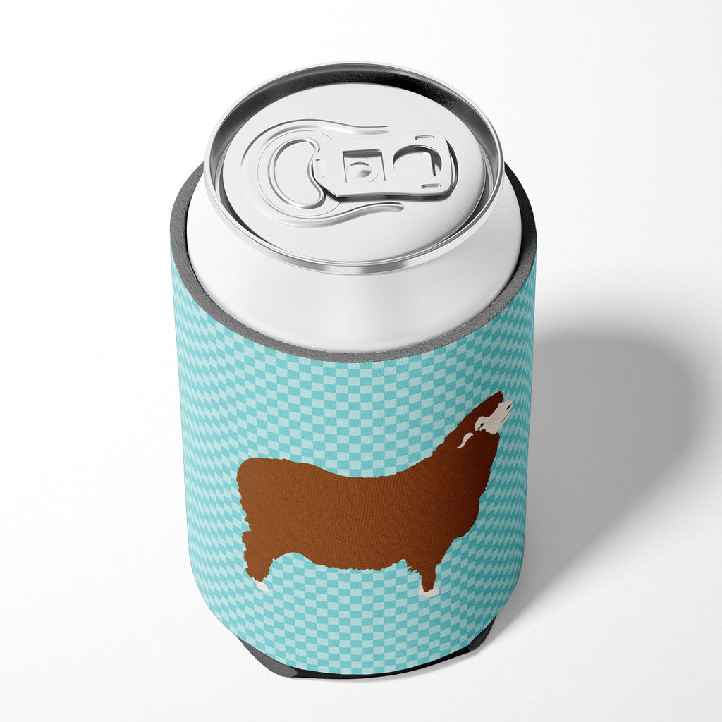 Merino Sheep Blue Check Can or Bottle Hugger Cooler Sleeve for Standard 12 oz Cans, Insulated Foam Beer & Soda Can Hugger Reusable