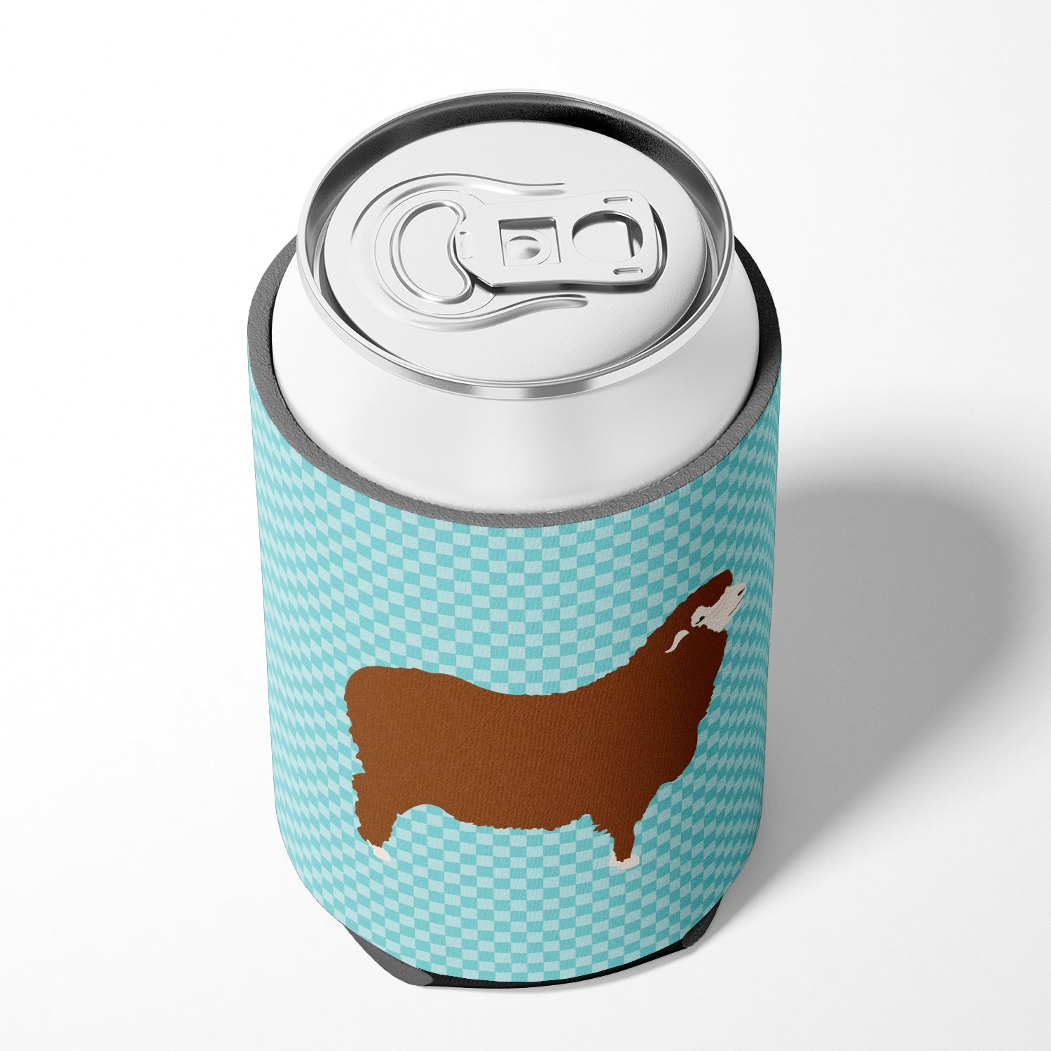 Merino Sheep Blue Check Can or Bottle Hugger Cooler Sleeve for Standard 12 oz Cans, Insulated Foam Beer & Soda Can Hugger Reusable
