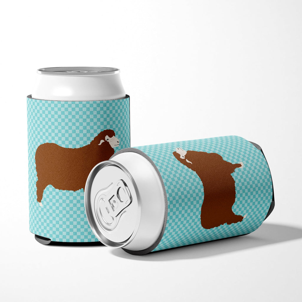 Merino Sheep Blue Check Can or Bottle Hugger Cooler Sleeve for Standard 12 oz Cans, Insulated Foam Beer & Soda Can Hugger Reusable
