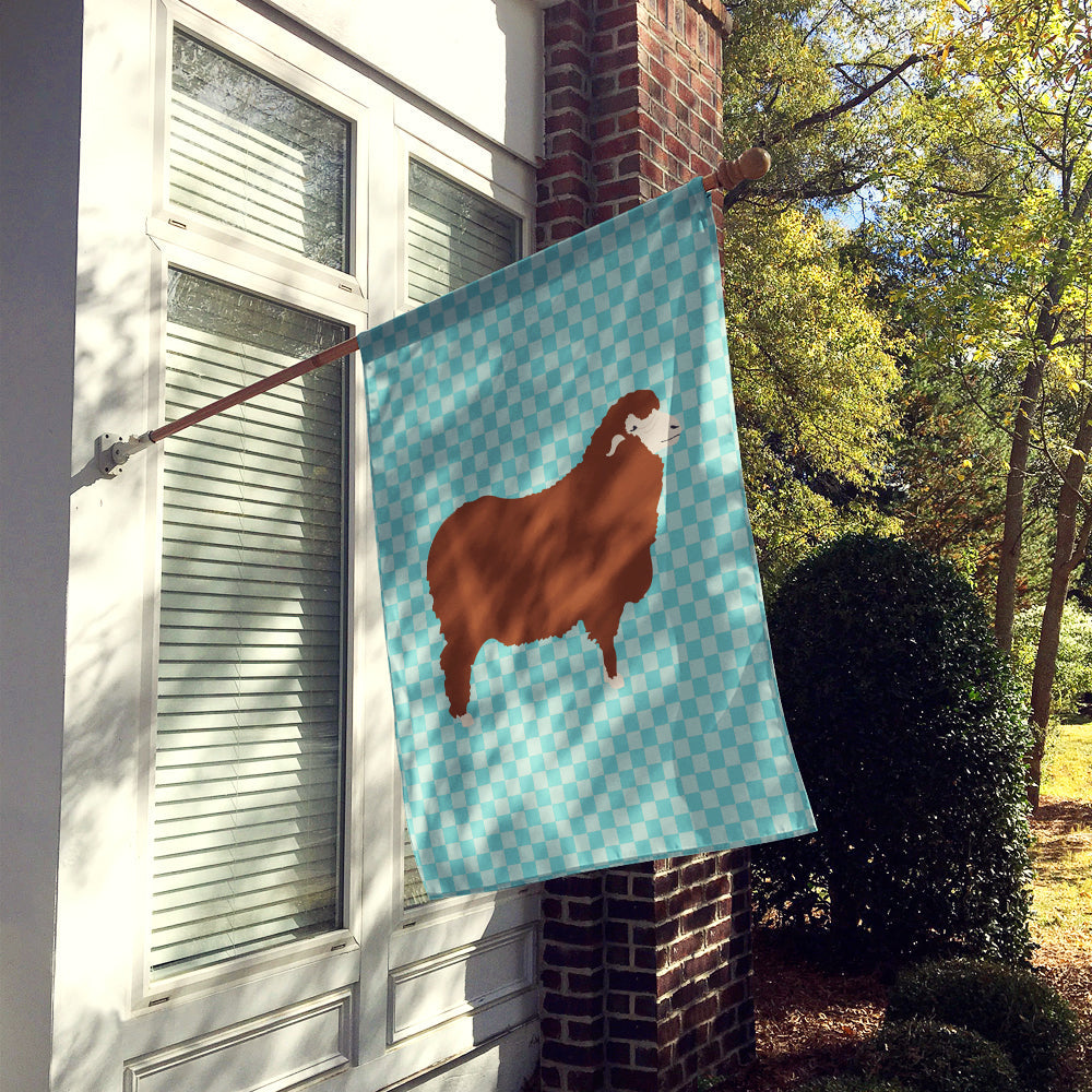 Merino Sheep Blue Check House Flag 28x40 Porch Sleeve Pole Decorative Outside Yard Banner Artwork Wall Hanging, Polyester