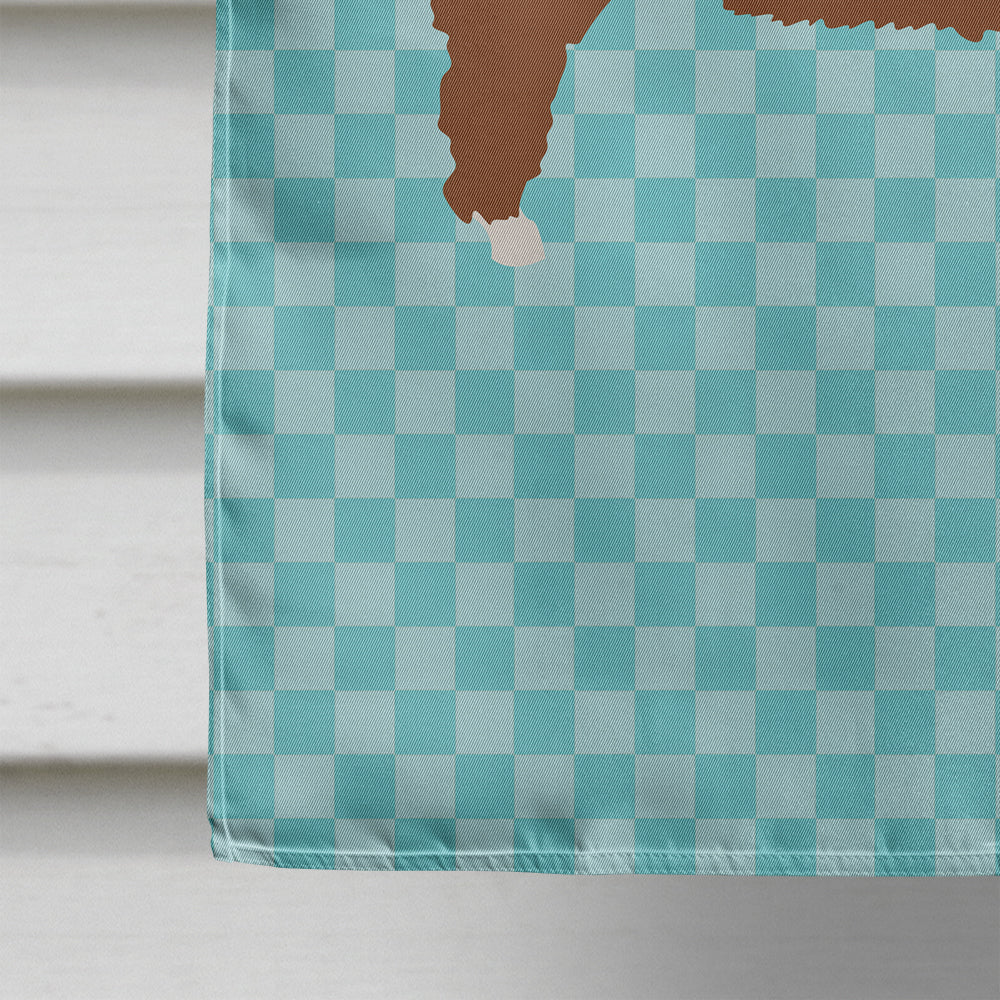 Merino Sheep Blue Check House Flag 28x40 Porch Sleeve Pole Decorative Outside Yard Banner Artwork Wall Hanging, Polyester