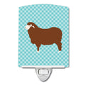 Merino Sheep Blue Check Ceramic Night Light Compact, UL-Certified, Ideal for Bedroom, Bathroom, Nursery, Hallway, Kitchen, 6x4x3, Multicolor