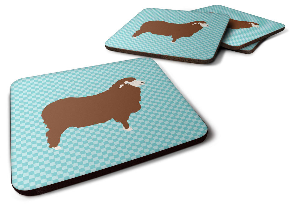 Merino Sheep Blue Check Foam Coasters Set of 4 Cup Coasters for Indoor Outdoor, Tabletop Protection, Anti Slip, Mouse pad Material
