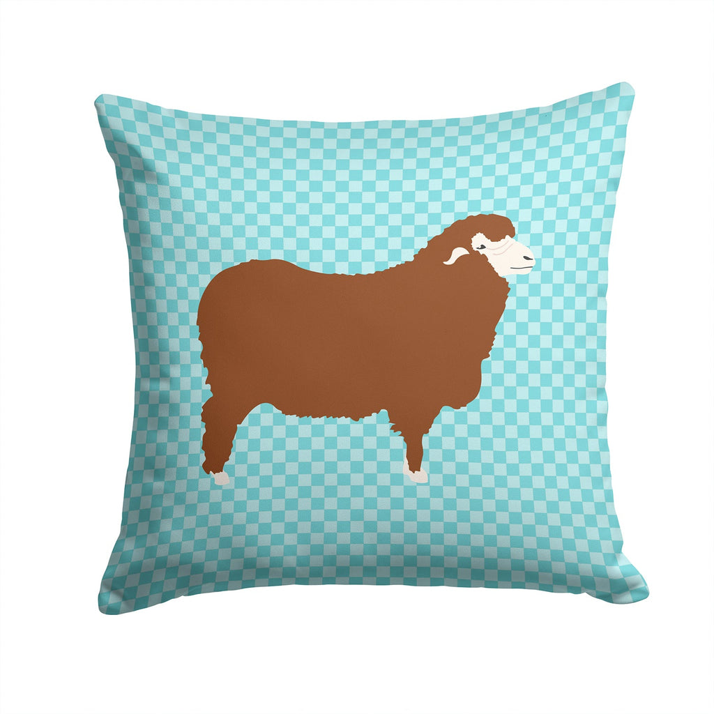 Merino Sheep Blue Check Decorative Throw Pillow 14x14 Indoor Outdoor Accent Cushion, Fabric Cover with Insert for Sofa, Bed, Porch & Living Room