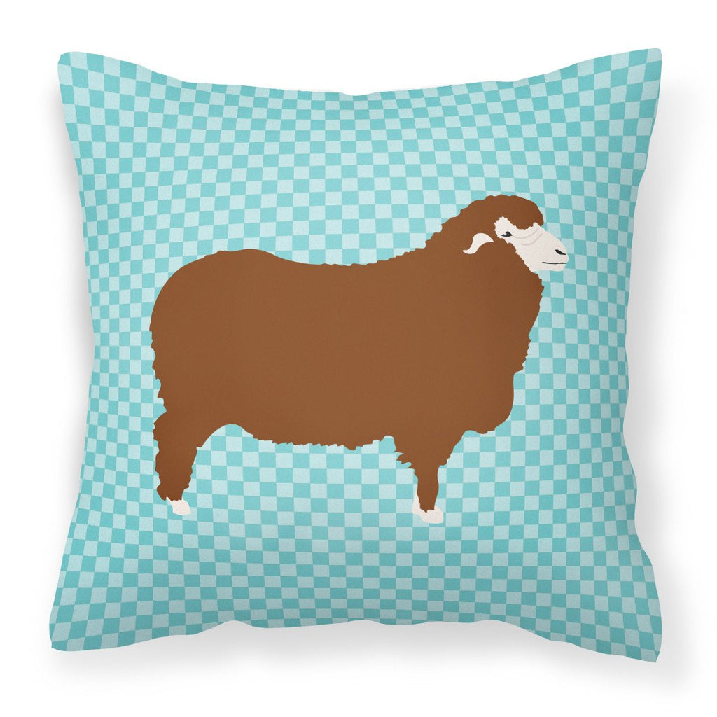 Merino Sheep Blue Check Decorative Throw Pillow 18x18 Indoor Outdoor Accent Cushion, Fabric Cover with Insert for Sofa, Bed, Porch & Living Room