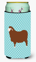 Merino Sheep Blue Check Tall Boy Hugger Can Cooler Sleeve Machine Washable Drink Collapsible Insulator Beverage Insulated Holder