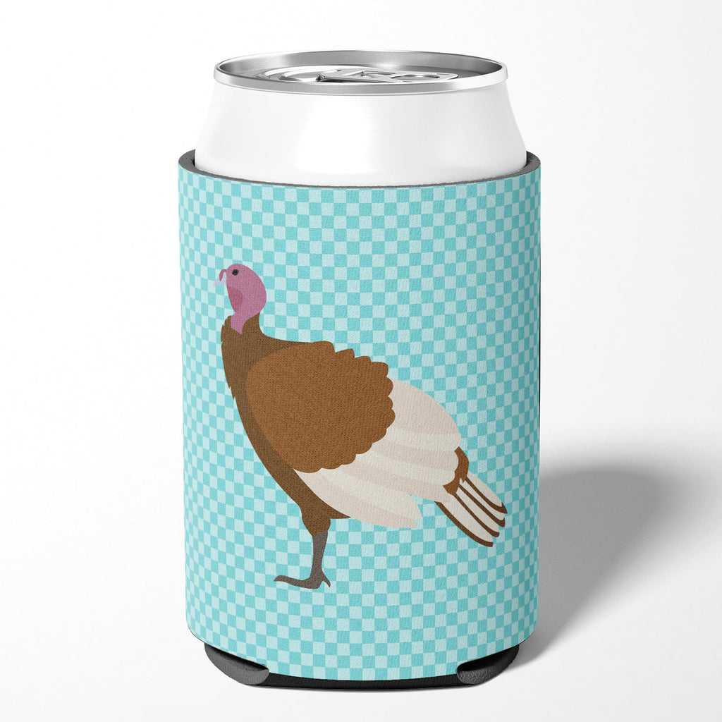 Bourbon Red Turkey Hen Blue Check Can or Bottle Hugger Cooler Sleeve for Standard 12 oz Cans, Insulated Foam Beer & Soda Can Hugger Reusable