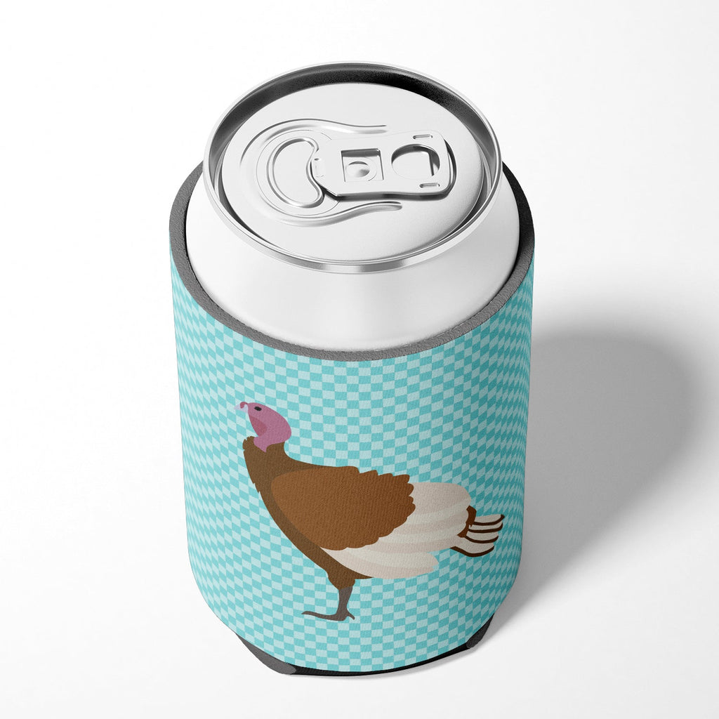 Bourbon Red Turkey Hen Blue Check Can or Bottle Hugger Cooler Sleeve for Standard 12 oz Cans, Insulated Foam Beer & Soda Can Hugger Reusable