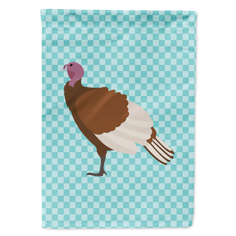 Bourbon Red Turkey Hen Blue Check House Flag 28x40 Porch Sleeve Pole Decorative Outside Yard Banner Artwork Wall Hanging, Polyester