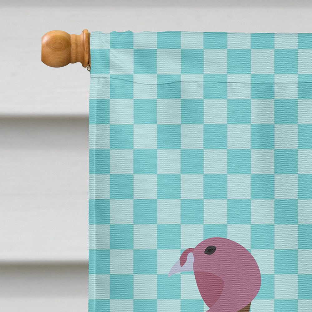 Bourbon Red Turkey Hen Blue Check House Flag 28x40 Porch Sleeve Pole Decorative Outside Yard Banner Artwork Wall Hanging, Polyester