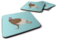 Bourbon Red Turkey Hen Blue Check Foam Coasters Set of 4 Cup Coasters for Indoor Outdoor, Tabletop Protection, Anti Slip, Mouse pad Material