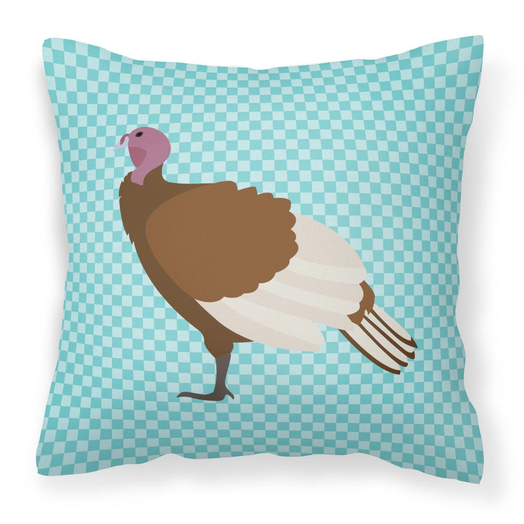Bourbon Red Turkey Hen Blue Check Decorative Throw Pillow 18x18 Indoor Outdoor Accent Cushion, Fabric Cover with Insert for Sofa, Bed, Porch & Living Room