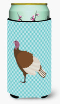 Bourbon Red Turkey Hen Blue Check Tall Boy Hugger Can Cooler Sleeve Machine Washable Drink Collapsible Insulator Beverage Insulated Holder