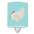 White Holland Turkey Blue Check Ceramic Night Light Compact, UL-Certified, Ideal for Bedroom, Bathroom, Nursery, Hallway, Kitchen, 6x4x3, Multicolor