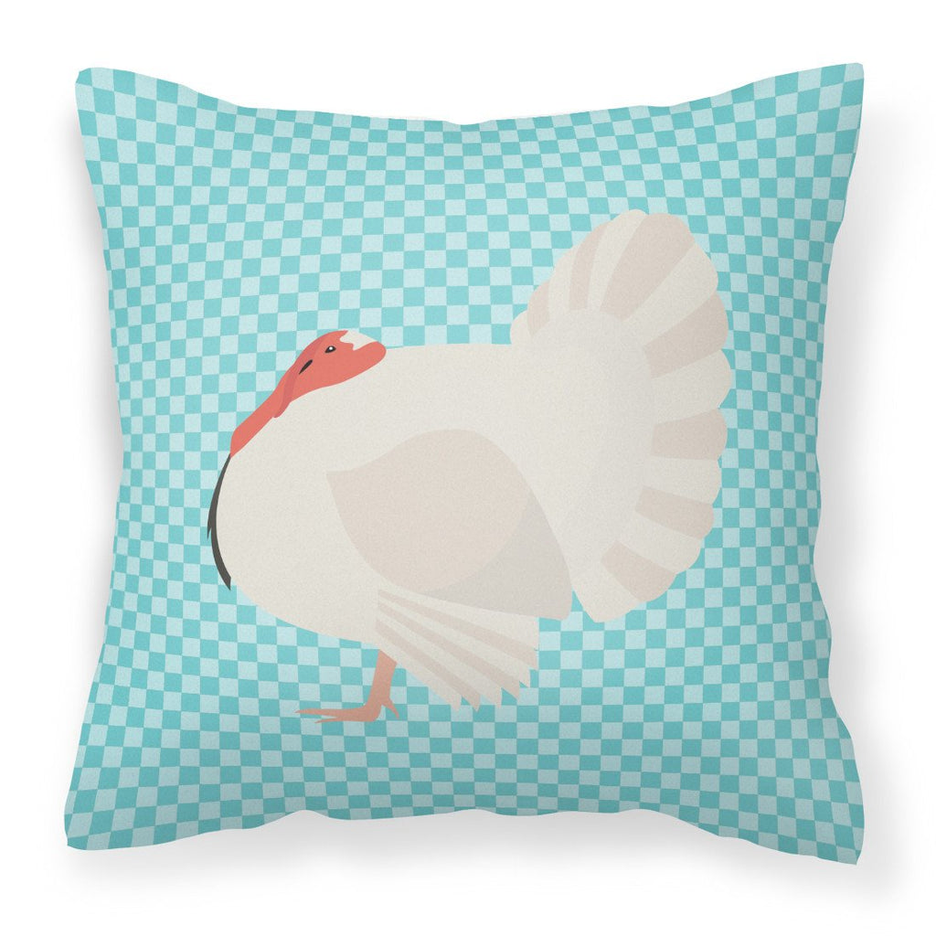 White Holland Turkey Blue Check Decorative Throw Pillow 18x18 Indoor Outdoor Accent Cushion, Fabric Cover with Insert for Sofa, Bed, Porch & Living Room