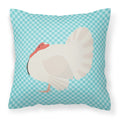 White Holland Turkey Blue Check Decorative Throw Pillow 18x18 Indoor Outdoor Accent Cushion, Fabric Cover with Insert for Sofa, Bed, Porch & Living Room