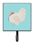 White Holland Turkey Blue Check Leash or Key Holder Wall Hooks, Key Hooks Holder, Coat Rack Wall Mount, Coat Hooks, Hooks for Hanging Keys, Towels, Aprons, Leashes