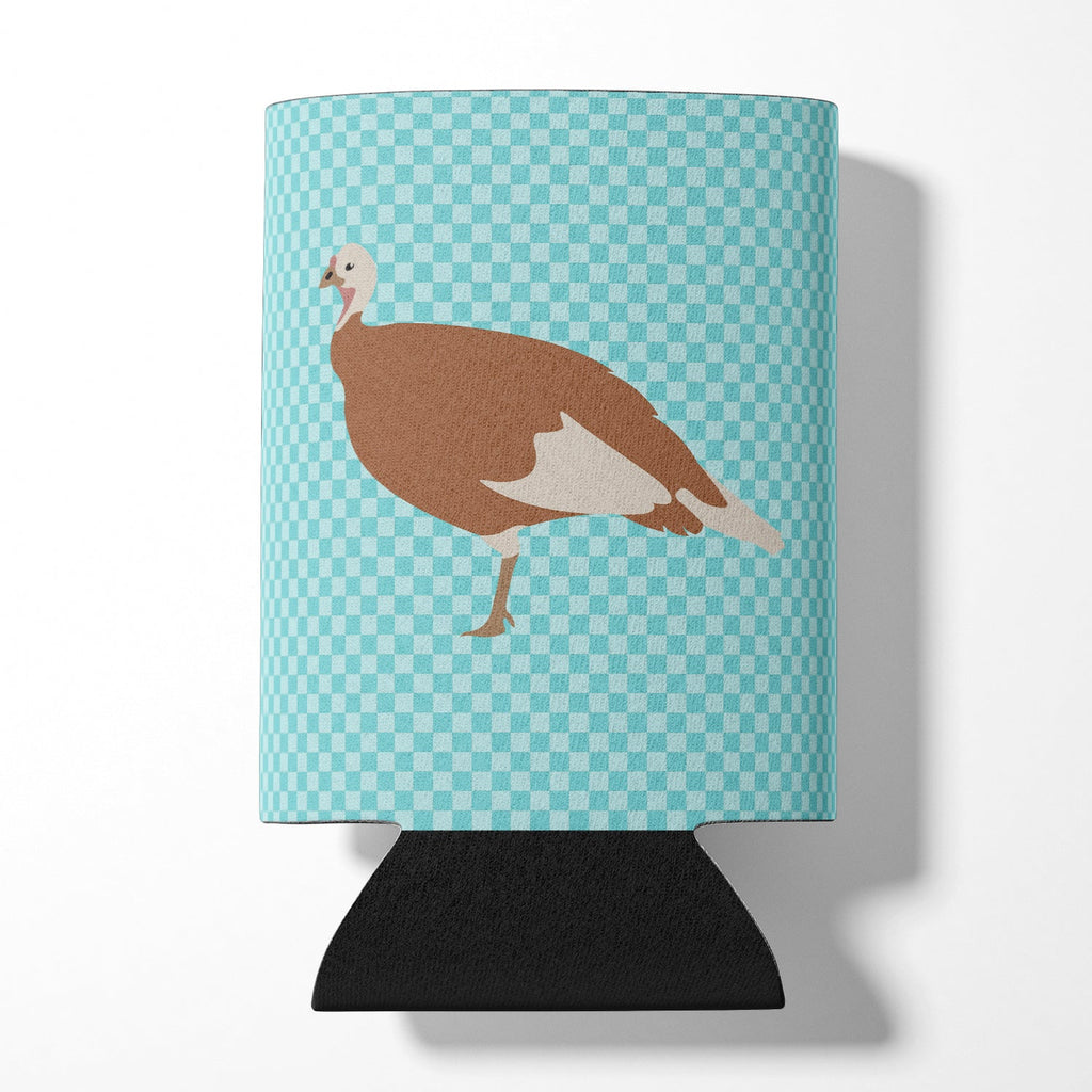 Jersey Buff Turkey Hen Blue Check Can or Bottle Hugger Cooler Sleeve for Standard 12 oz Cans, Insulated Foam Beer & Soda Can Hugger Reusable