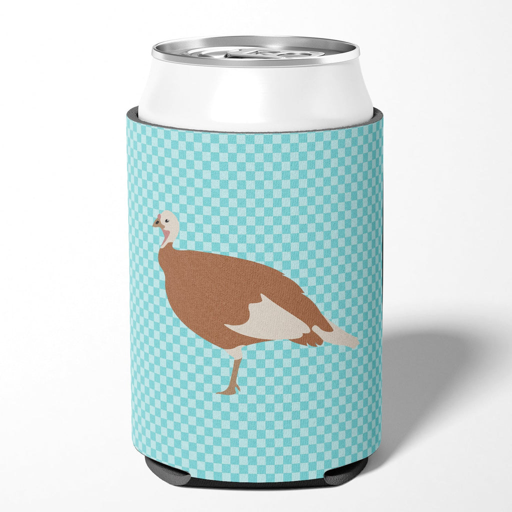 Jersey Buff Turkey Hen Blue Check Can or Bottle Hugger Cooler Sleeve for Standard 12 oz Cans, Insulated Foam Beer & Soda Can Hugger Reusable