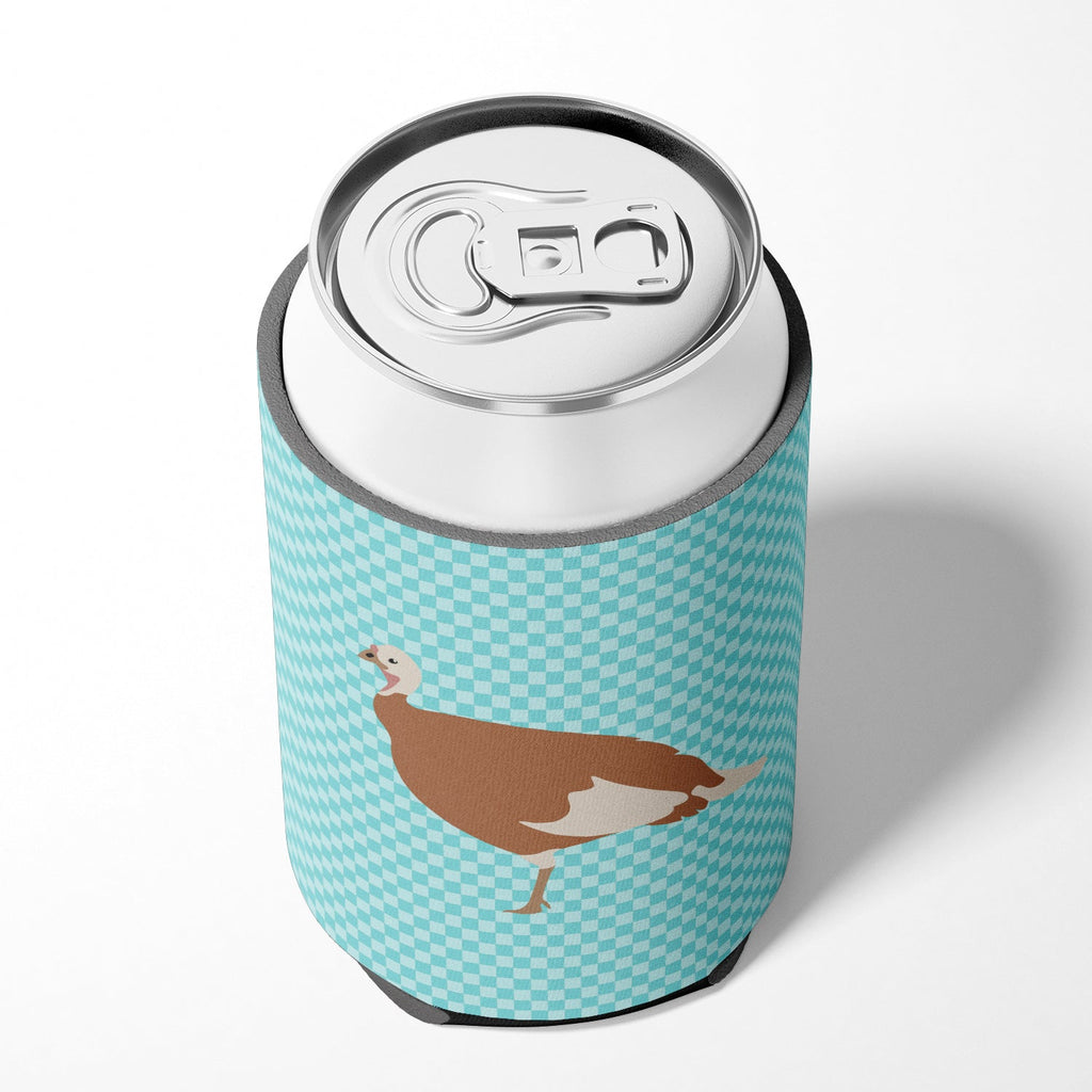 Jersey Buff Turkey Hen Blue Check Can or Bottle Hugger Cooler Sleeve for Standard 12 oz Cans, Insulated Foam Beer & Soda Can Hugger Reusable